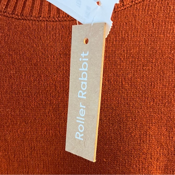 Roller Rabbit Sweater Varo Eyelet Peplum Hem Mock Neck Cashmere Sweater XL NWT - Picture 9 of 16